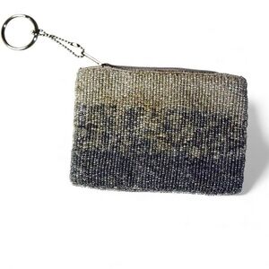 The Original Arizona Jean Company Y2K Silver & Gold Beaded Coin Purse w/Keychain